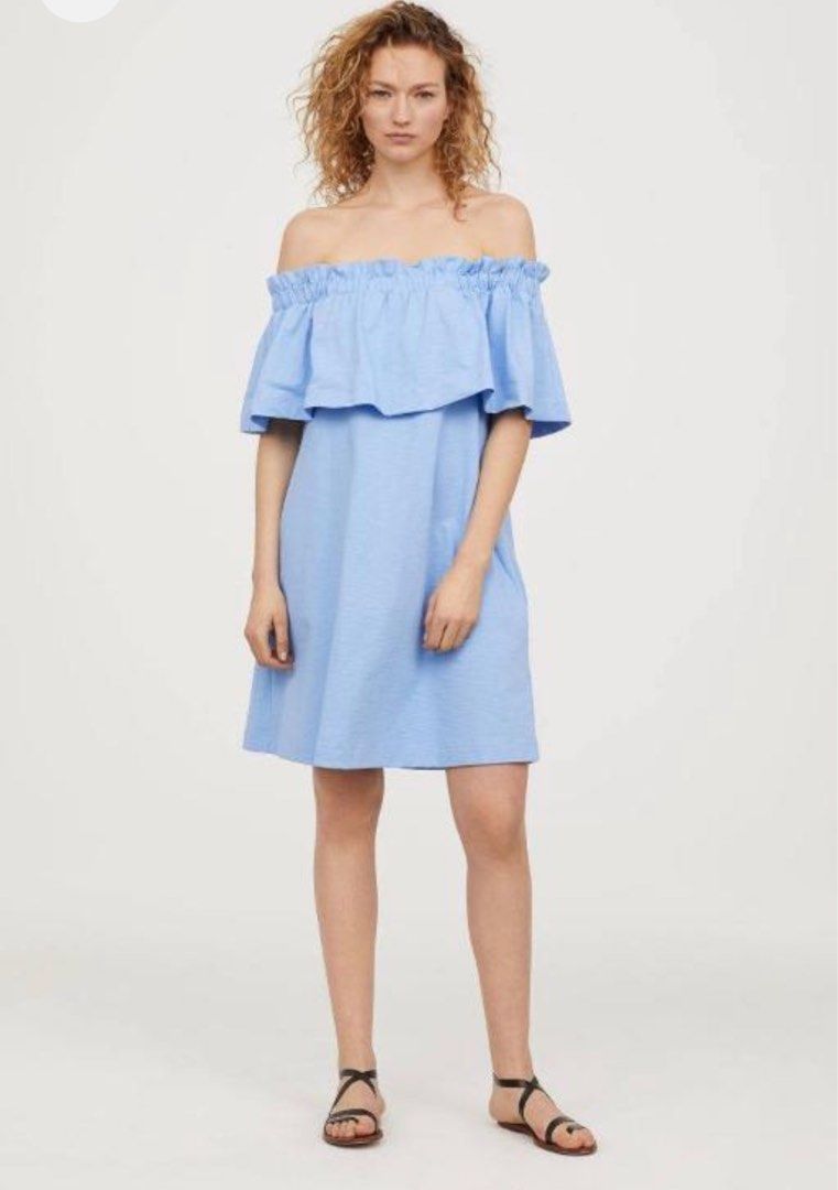 H&m blue off shoulder dress online
