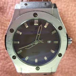 Hublot Brown Dial Quartz Vendome Big Bang Collection Brown Strap Stainless Steel Date 40mm Men's Wrist Watch