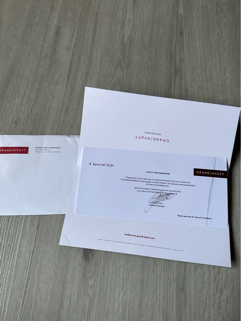 Hyatt Melbourne hotel voucher Tickets Vouchers Vouchers on Carousell