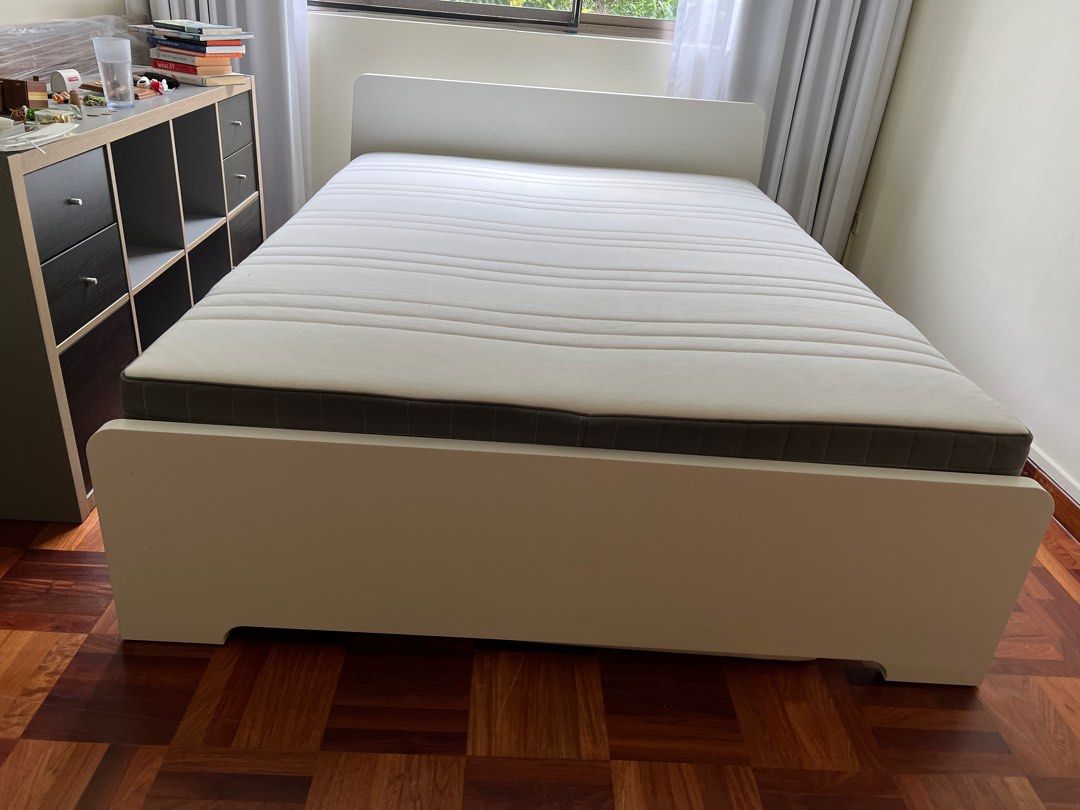 IKEA Askvoll Queen Double Bed Base (mattress not included), Furniture