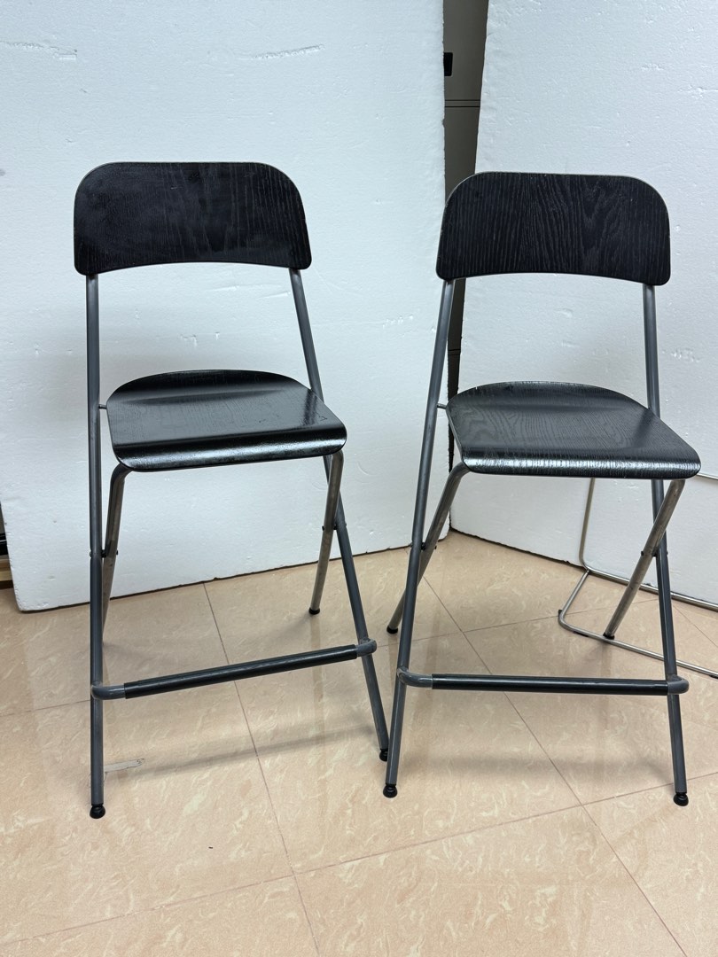 IKEA black folding high chairs Bar stool, 傢俬＆家居, 傢俬, 椅子 Carousell