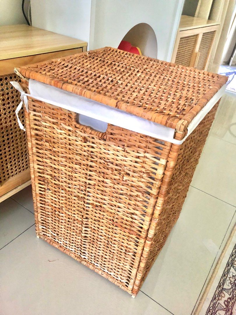 ikea branas laundry basket / rattan, Furniture & Home Living, Home