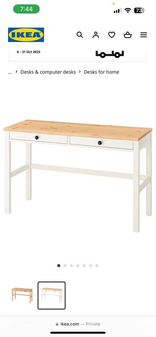 IKEA Hemnes Table Desk with 2 drawers