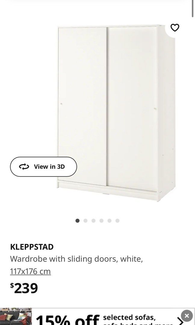 IKEA Wardrobe KLEPPSTAD sliding doors, Furniture & Home Living, Furniture, Shelves,