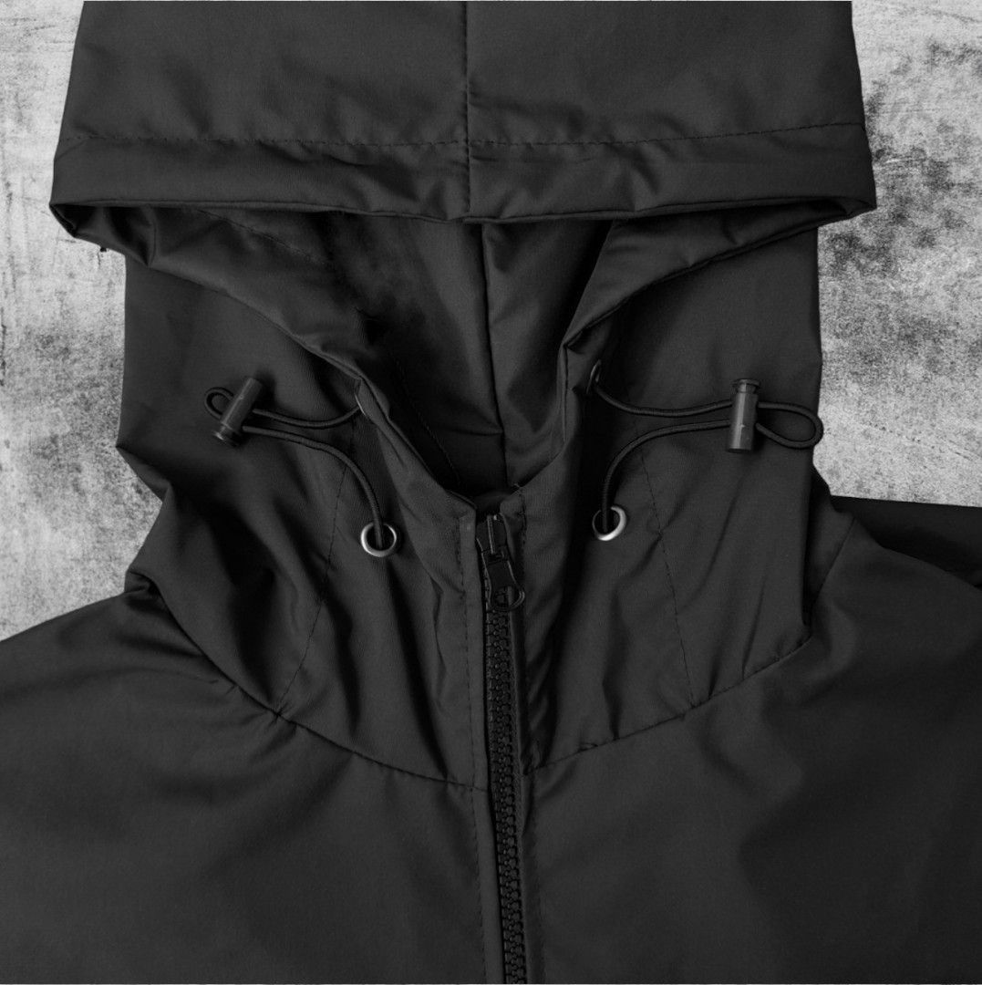 Jaket Stone Island Zipper Hoodie Parasut Hitam, Fesyen Pria