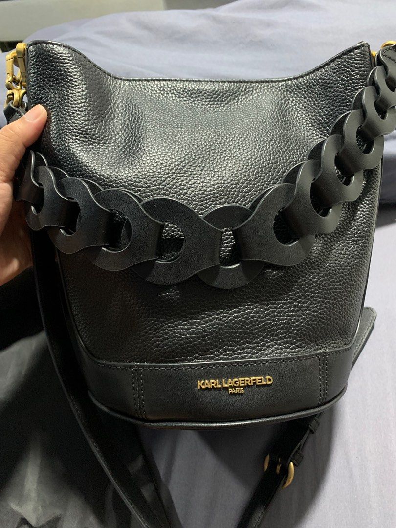 Karl Lagerfeld Paris Ciel Small Bucket Crossbody Bag - Black Chevron