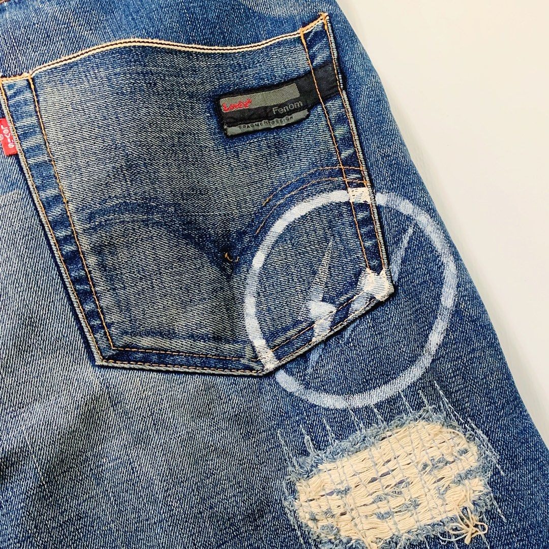 Levi's fenom 505 W32 FRAGMENT 1st クラッシュ LEVI'S FENOM FRAGMENT 505-0207M CRUSH 1代一代閃電水洗破壞刷