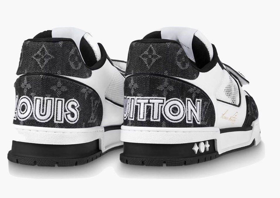Louis Vuitton LV Trainer Velcro Strap Monogram Denim Black White for Men