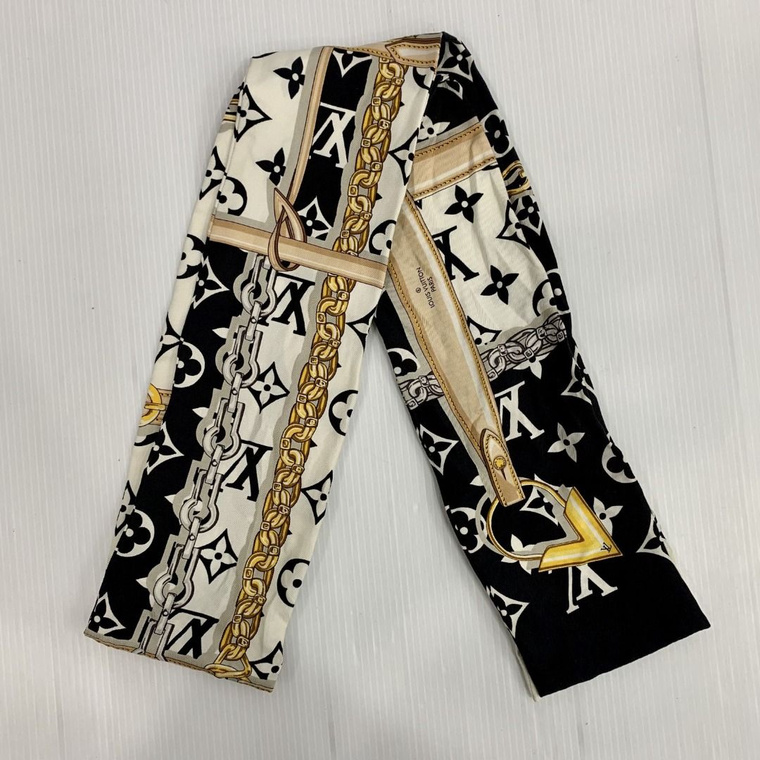 LOUIS VUITTON scarf M78656 Twilly Bando Confidential silk black white –