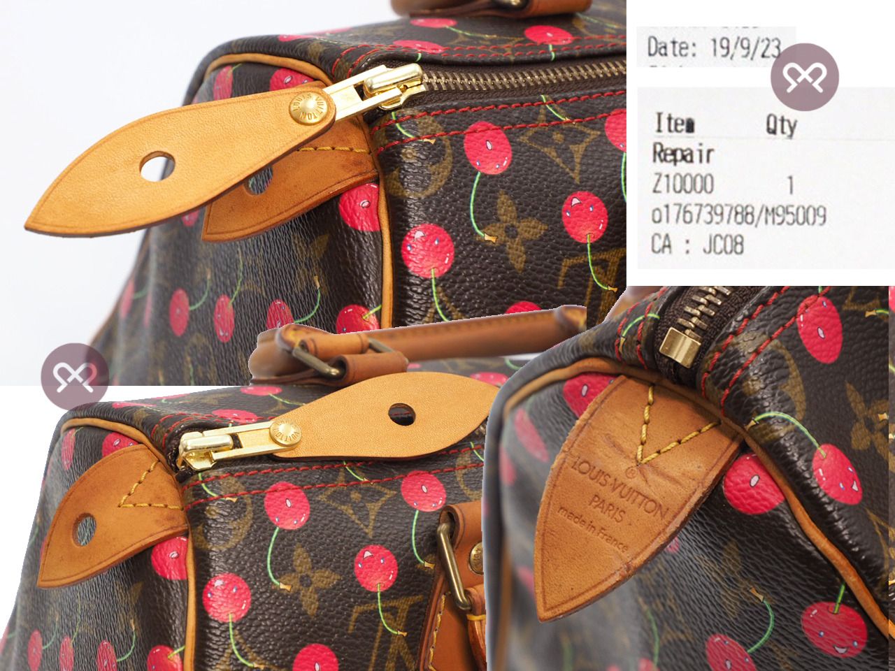 Louis Vuitton x Takashi Murakami Monogram Cherry Sac Plat Bag M95010 NS  Tote