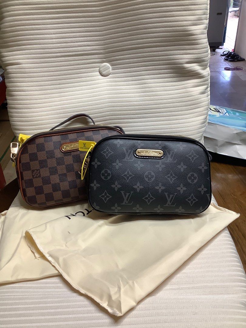 LV 2-Zip Sling bag in Black Monogram & Damier (Category: Luxury Bags & Wallets) located in Antipolo. Submitted by judayjudayan (Listing ID 1261601870, Image 1). Description: ₱1900 each Source: Japan Auction Like New Coded Pm for details.