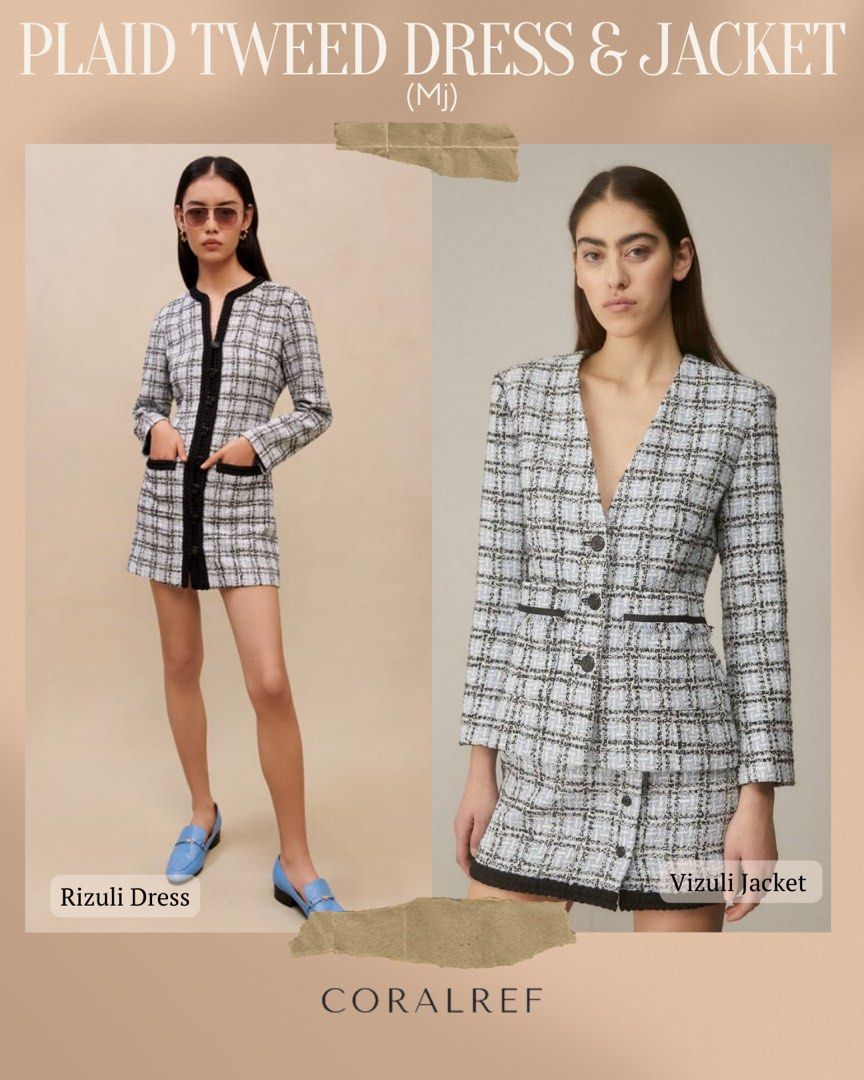 Maje suit dress in plaid clearance