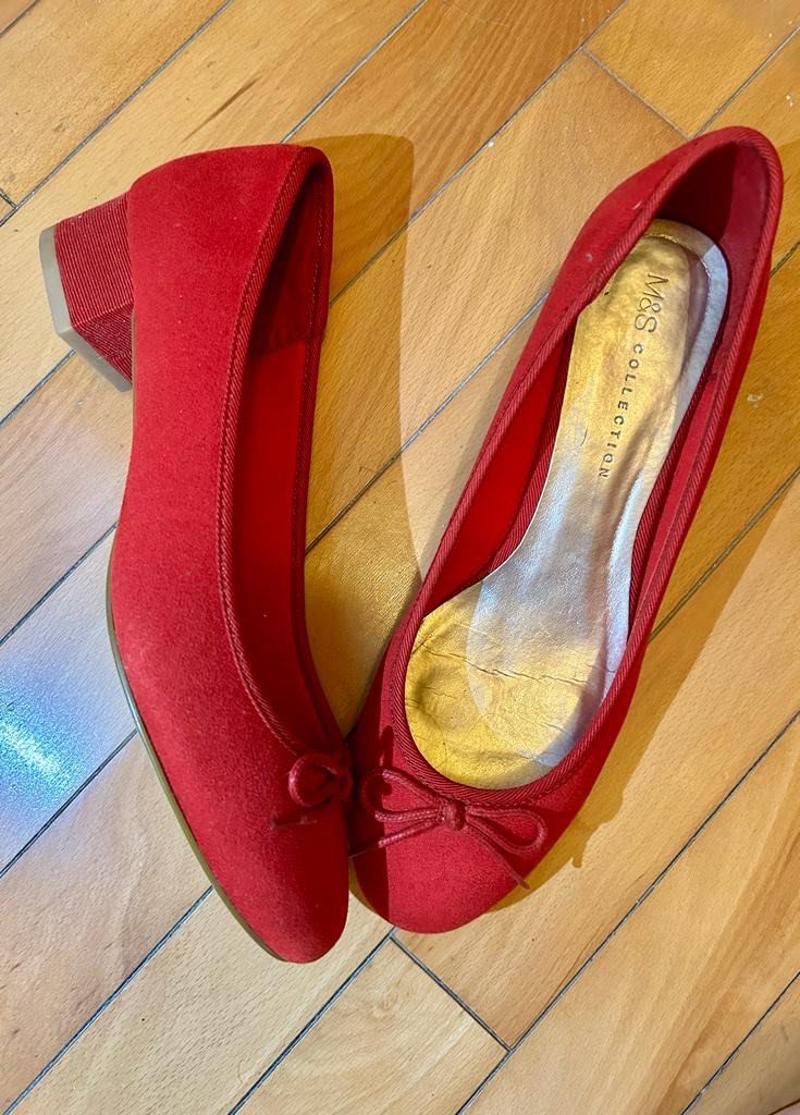 M&s red court shoes discount