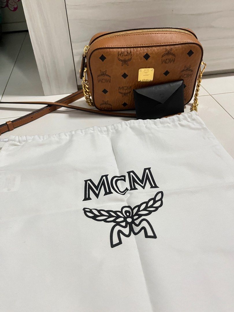Mcm visetos original slg crossbody bag cognac online