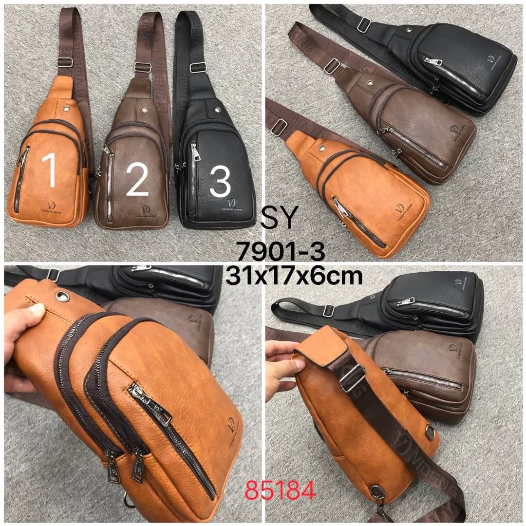 Mens leather pouch top bag