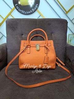 MICHAEL KORS HAMILTON EW TOTE SATCHEL BURNT ORANGE LEATHER NWT $299.00