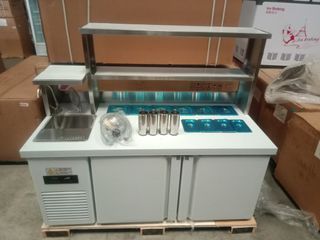 Milk Tea Under Counter Chiller with Kitchen Sink Faucet and Ice Bin