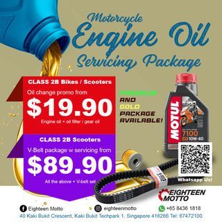 Motorcycle servicing promo | Engine oil | Belt | Oil filter