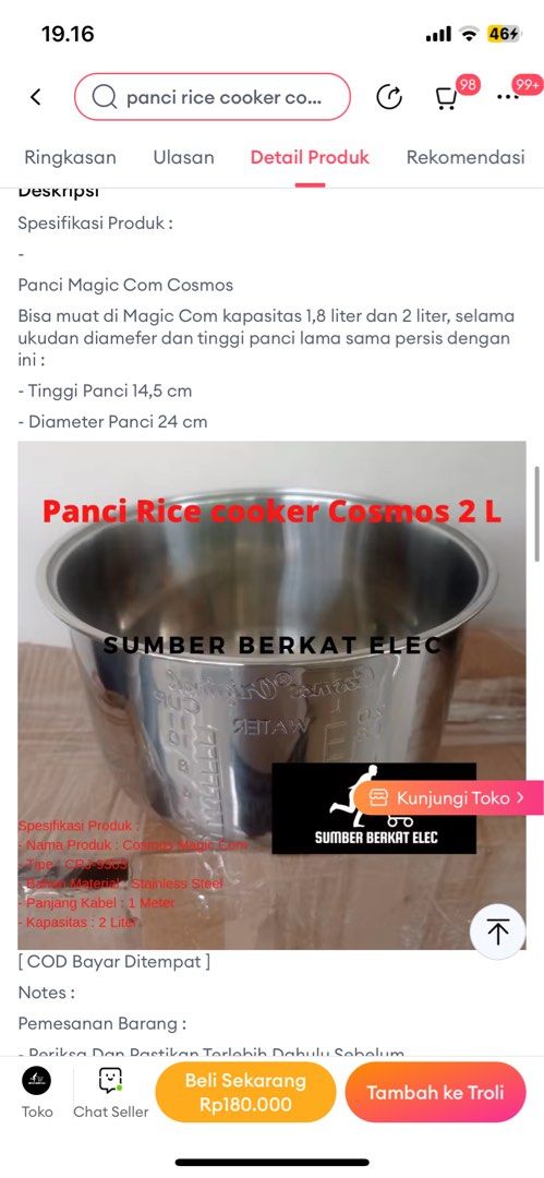 Panci rice cooker deals stainless steel