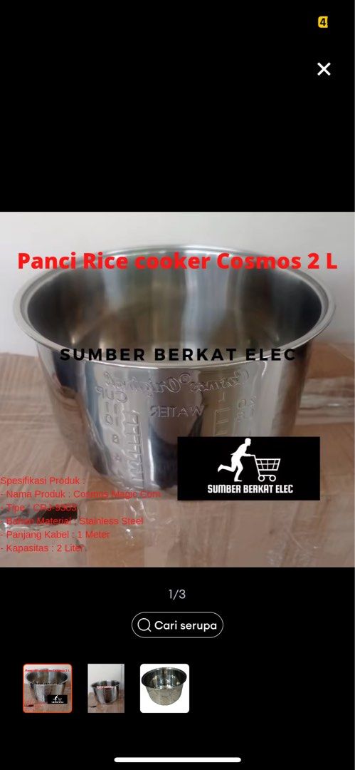 panci rice cooker inner pot stainless steel, Kitchen Appliances