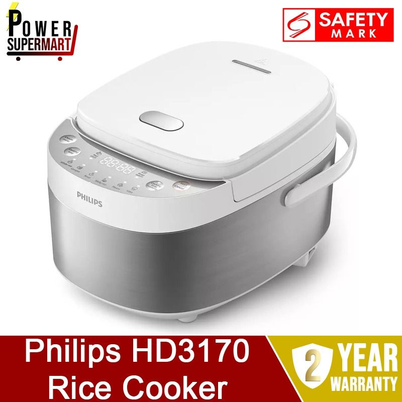 Philips HD3170 62 HD3170 Rice Cooker. 8 Auto Cooking Menu Function. 600W Power. Fast Mode. Safety Mark Approved. 2 Year Warranty