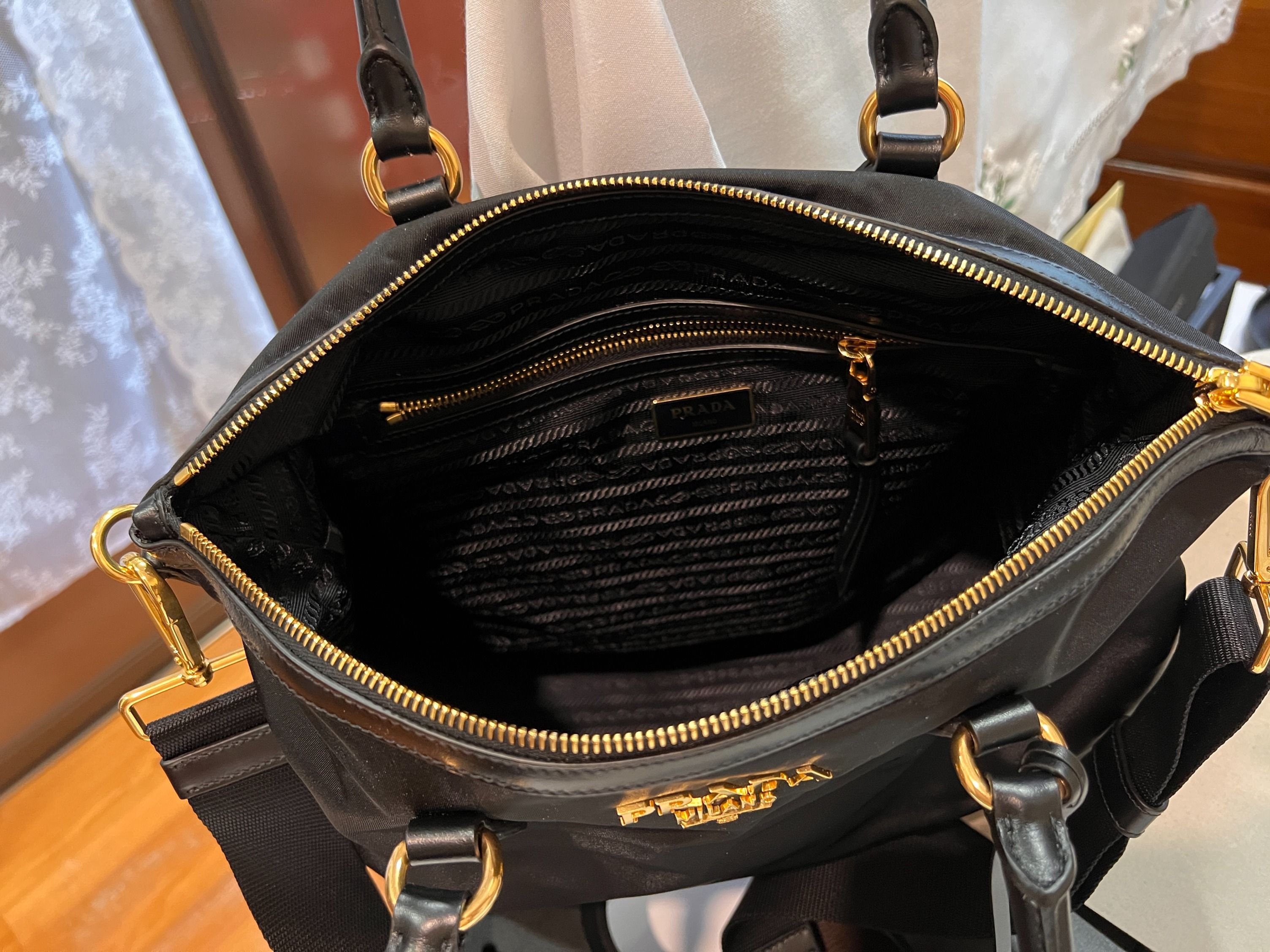 PRADA 1BC060 TESSUTO SOFT CA Tote Bag with Gold hardware Luxury