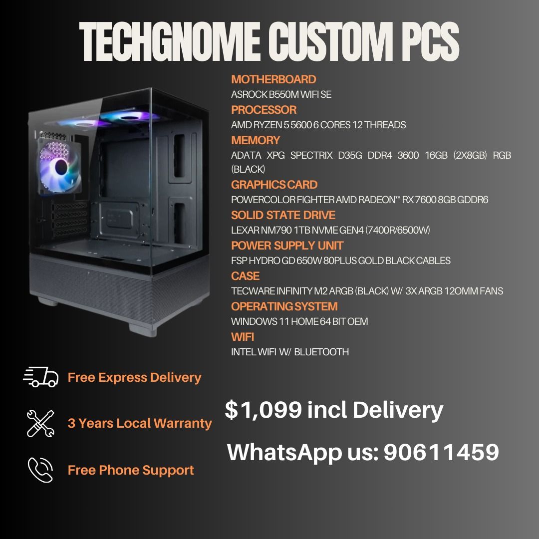 PROMO w/ Free Delivery Ryzen 5600 RX7600 16GB RAM 1TB SSD, Computers u0026  Tech, Desktops on Carousell