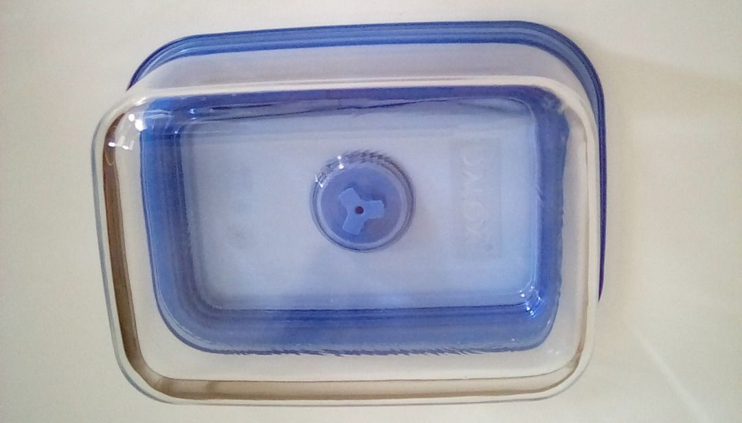 Pyrex Rectangle Eco Touch 1500 ml, Transparent and Blue ( Fixed Price ...
