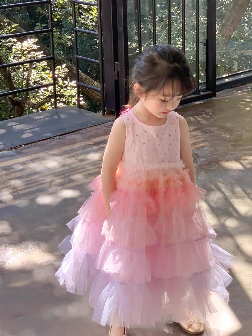 Toddler Rainbow layered dress Princess Babies Kids Babies