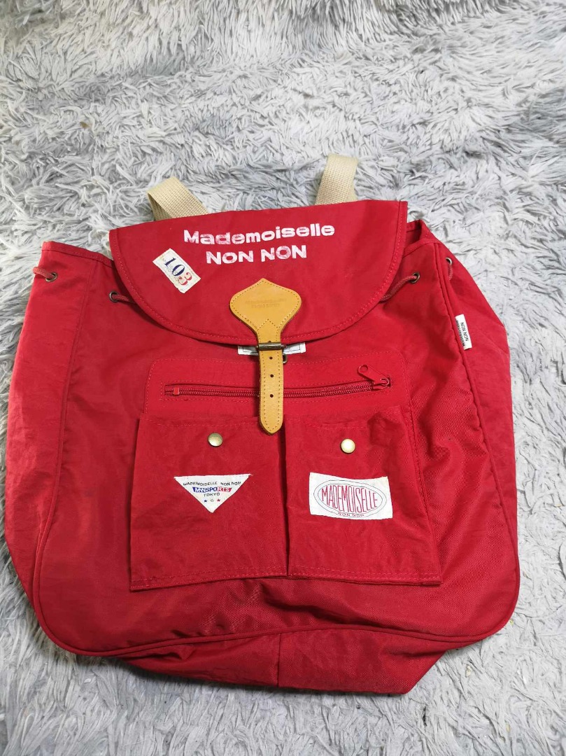 Red Canvas Backpack Bag, Women's Fashion, Bags & Wallets, Backpacks on ...