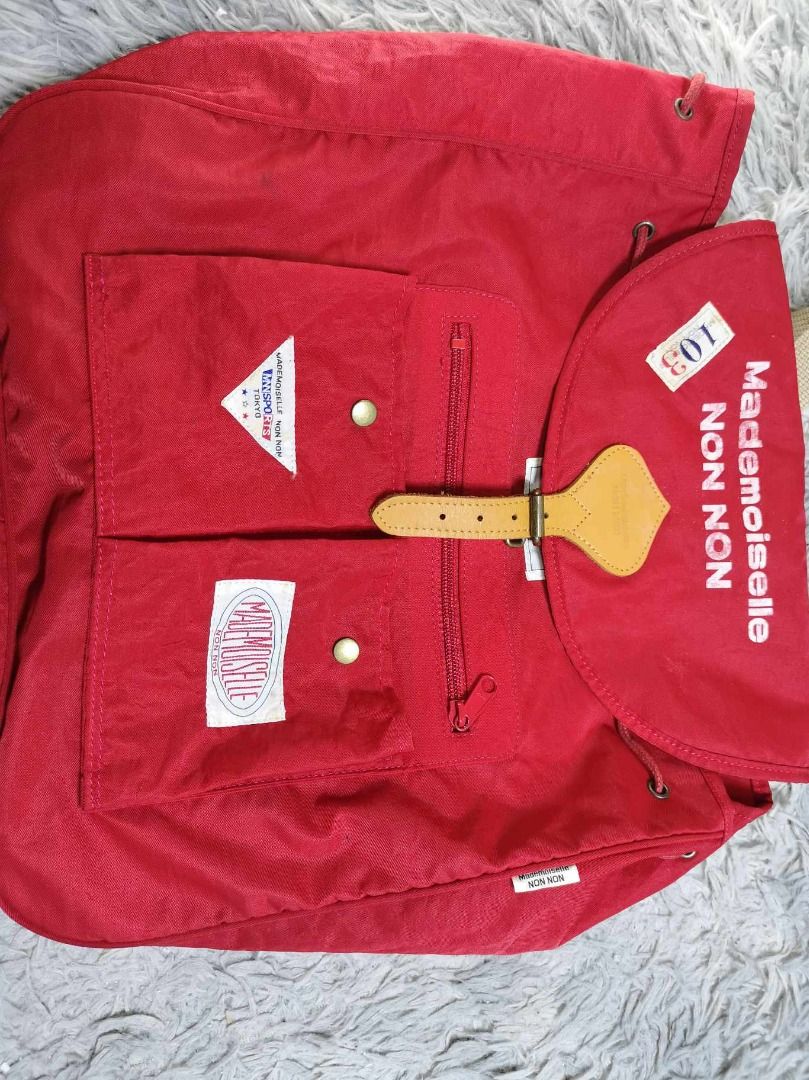 Red Canvas Backpack Bag, Women's Fashion, Bags & Wallets, Backpacks on ...