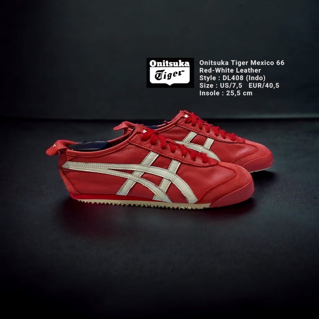 Sepatu Onitsuka Tiger Mexico 66 Red White Leather DL408 Size 40 5