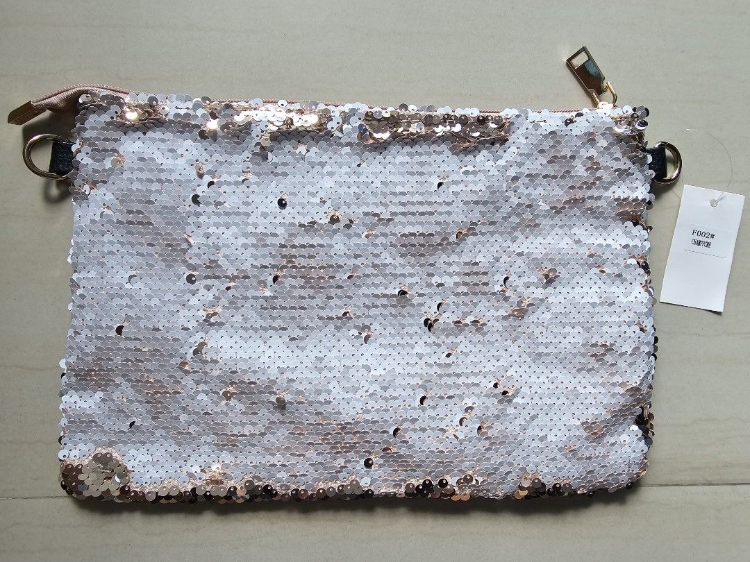 White sequin new arrivals clutch bag