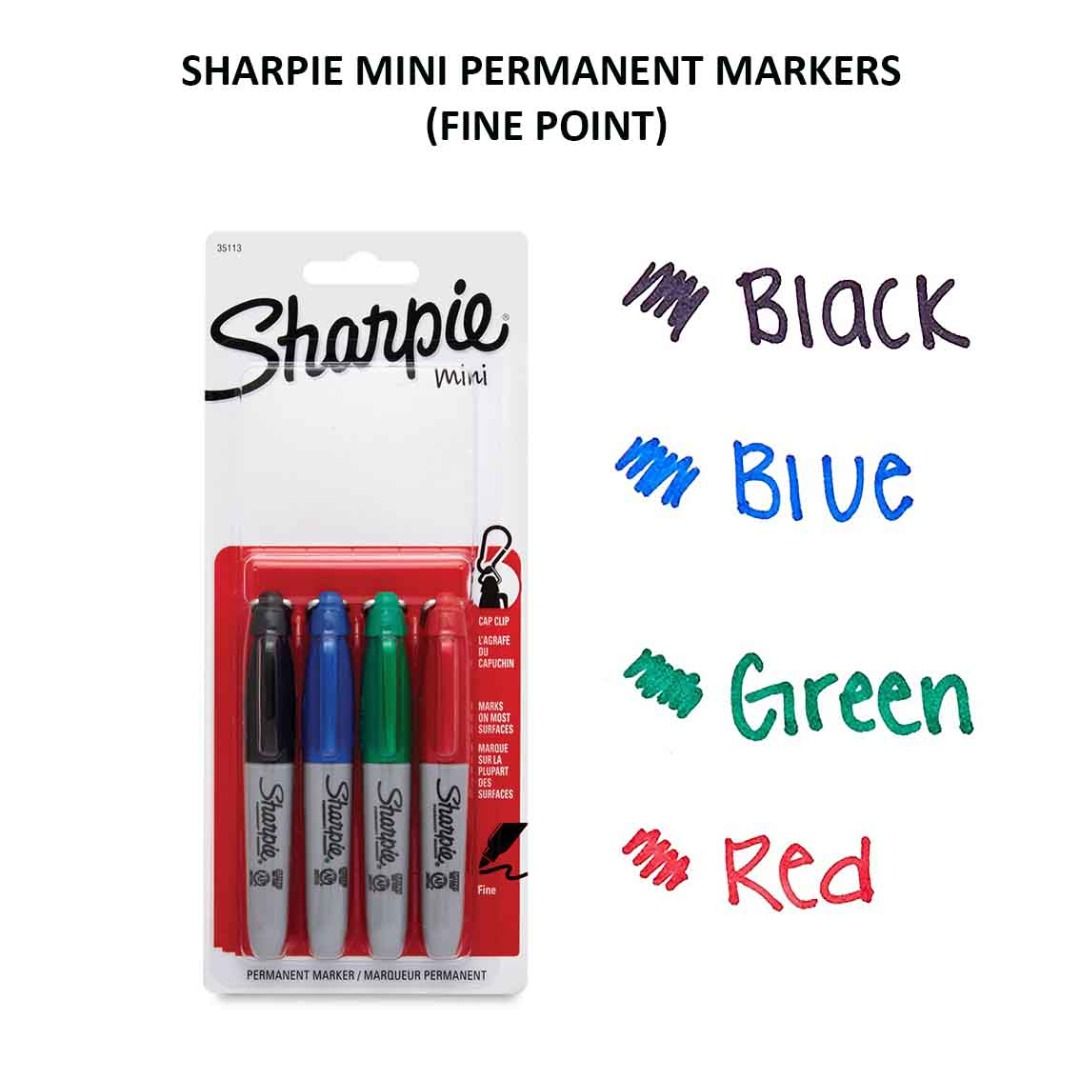 Sharpie Fine Point Permanent Marker - Fine Marker Point - Blue, Black,  Green, Red Oil Based Ink - 4 / Pack