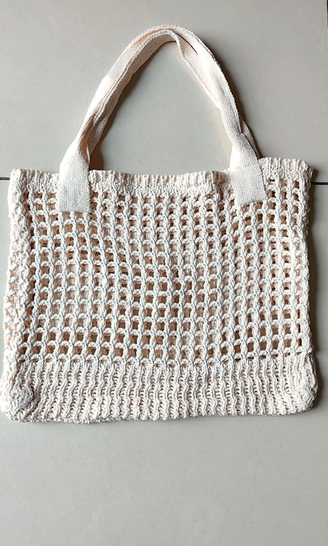 SHEIN Hollow Out Design Crochet Bag in white shein bag bag shein shoulder bag white white shoulder bag white bag bag white beach bag bag