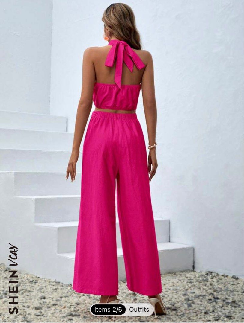 Shein Coords - Beachwear (Category: Sets or Coordinates) located in Quezon City. Submitted by kitz.l (Listing ID 1261686395, Image 2). Description: Shein Coords Beachwear Fuchsia Pink Size in XS (measurements are posted) Used once for a beach trip.