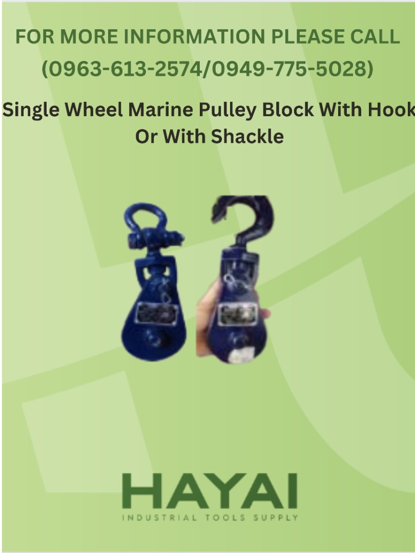 Single Wheel Marine Pulley Block With Hook Or With Shackle, Commercial