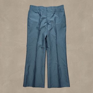 Size 38, Vintage Steel Blue Trouser Flared Pleated Pants Zipper Slacks