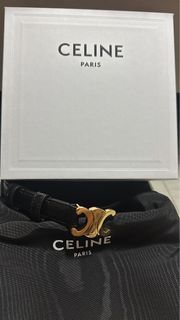 Celine - Small Triomphe Belt in Taurillon Leather - White / Beige - Size : 75 - for Women