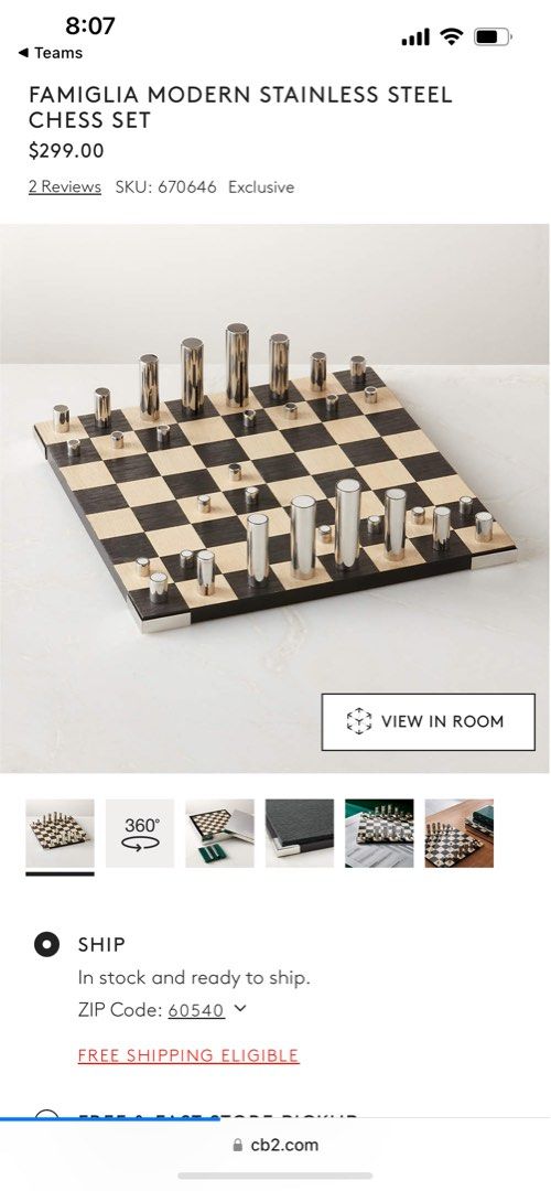 Famiglia Modern Stainless Steel Chess Set + Reviews