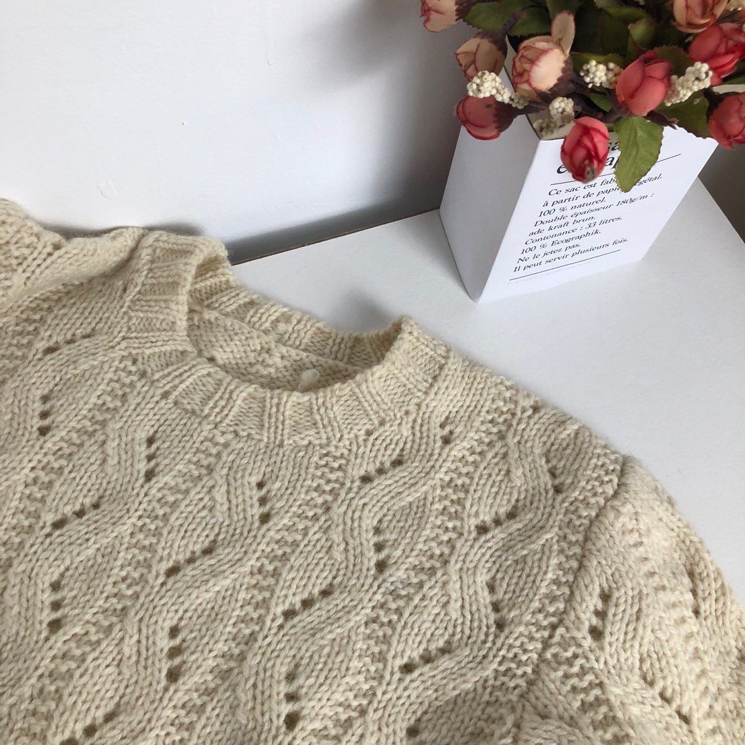 Sweater Rajut Kepang, Fesyen Wanita, Pakaian Wanita, Atasan di Carousell