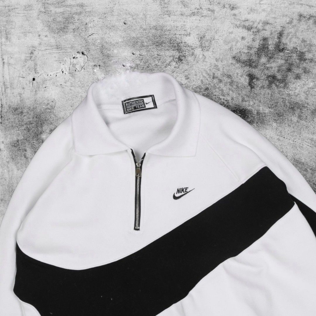 Sweater Rugby Nike Big Swoosh Half Zip Putih