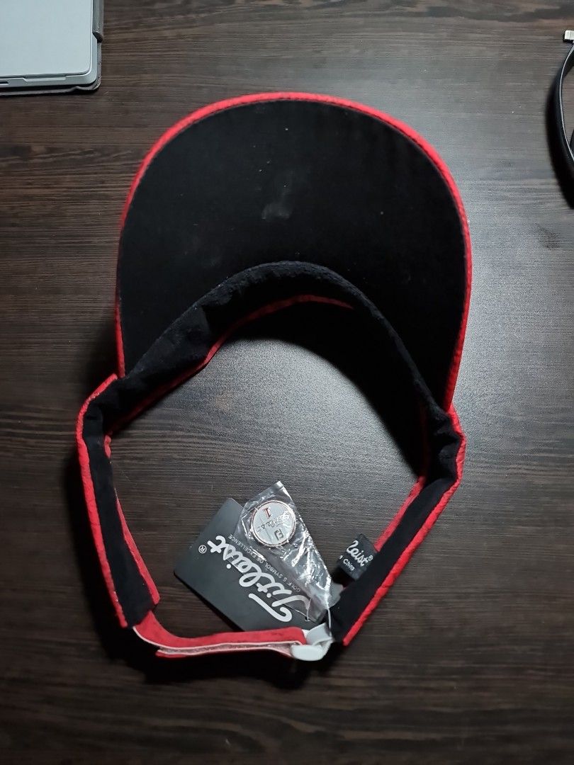 Red titleist visor cheap