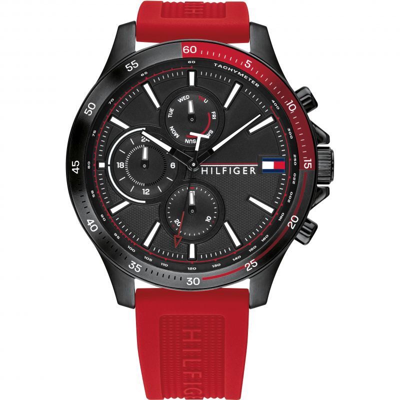 Tommy Hilfiger Men s Quartz Silicone Strap Black Dial 46mm Watch 1791722 Carousell