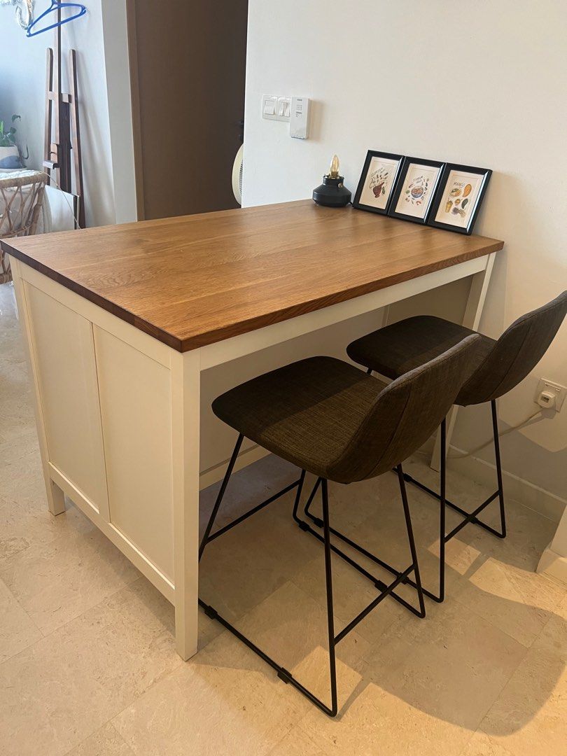 Tornviken Oak Kitchen Island off white 126x77cm, Furniture & Home