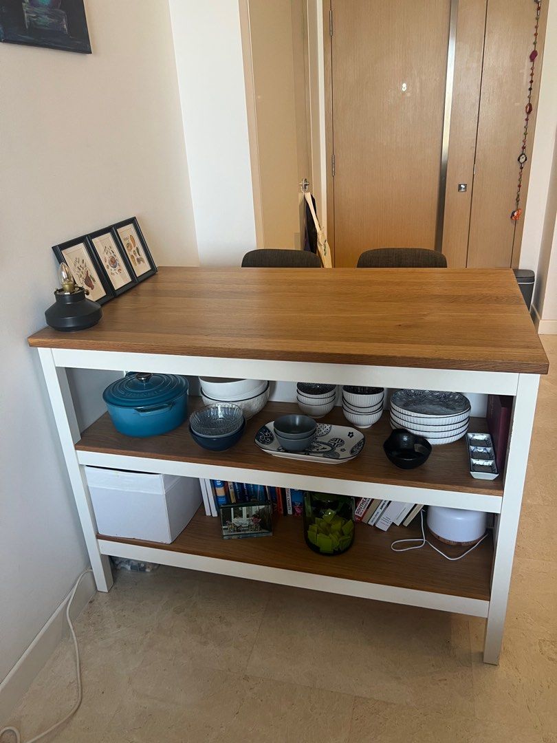 Tornviken Oak Kitchen Island off white 126x77cm, Furniture & Home