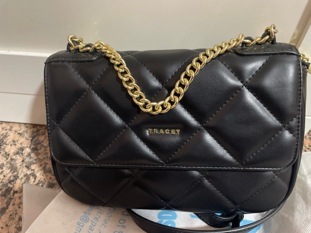TRACEY GLAMOUR CHAIN SLING BAG BLACK, Women's Fashion, Bags & Wallets