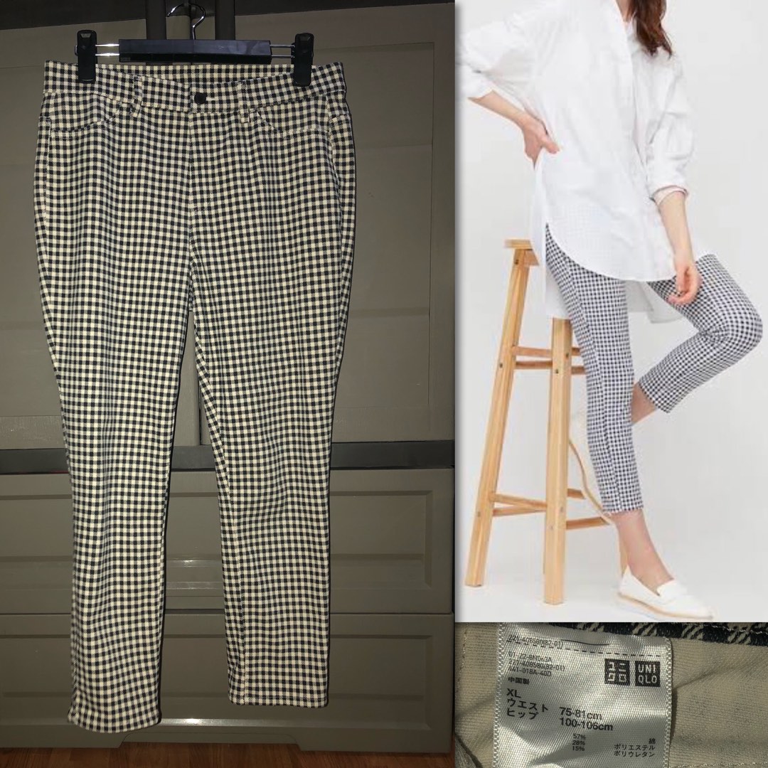 Uniqlo Checkered Ultra Stretch Cropped Legging Pants, Women's