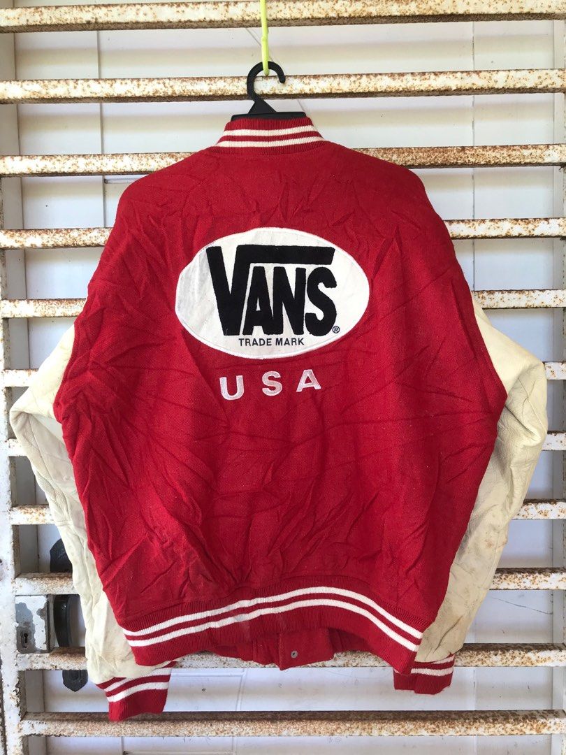 Red and white vans jacket hotsell