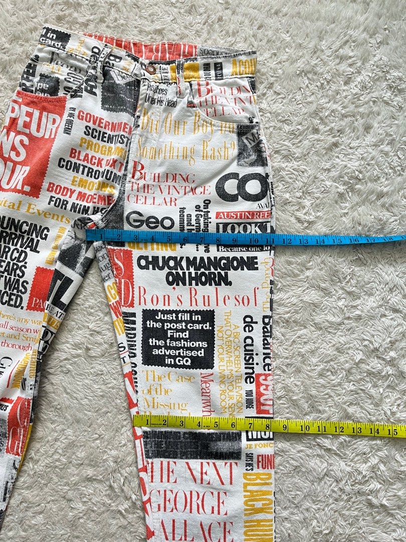 Vintage Auger Newspaper Print Jeans, Women's Fashion, Bottoms, Jeans